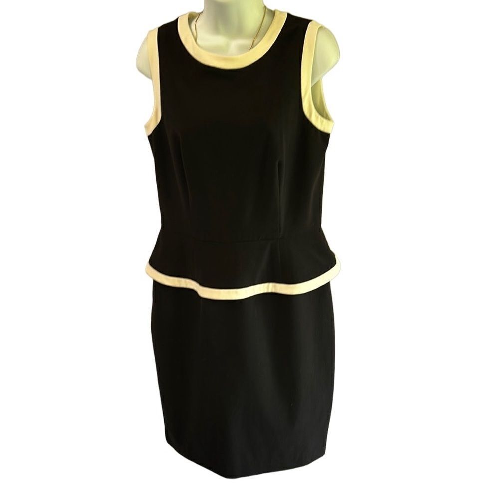 ☀️American Living Black & Cream Sleeveless Sheath Dress Classic Fit Size 8